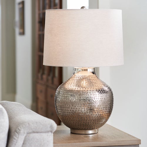 Thiago Table Lamp La Z Boy, Large Hammered Silver Table Lamp Living Room