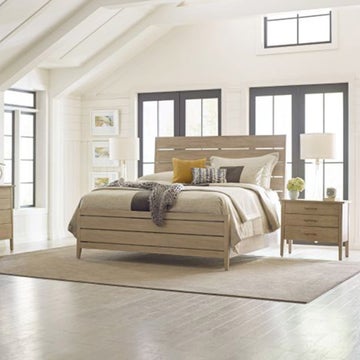 Symmetry Queen Incline Oak with High Footboard Bed