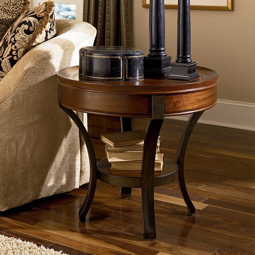Sunset Valley Round End Table La Z Boy, Large Round End Table With Drawer