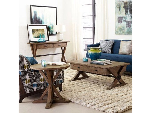 Reclamation Place Trestle Round End Table