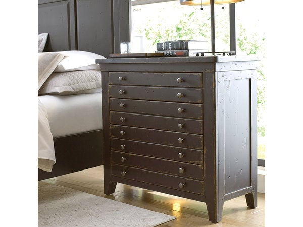Mill House Map Drawer Bedside Chest - Anvil Finish