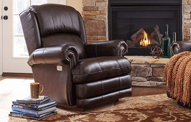 Living Room Bedroom Furniture, Brown Leather Lazy Boy Recliner Couch