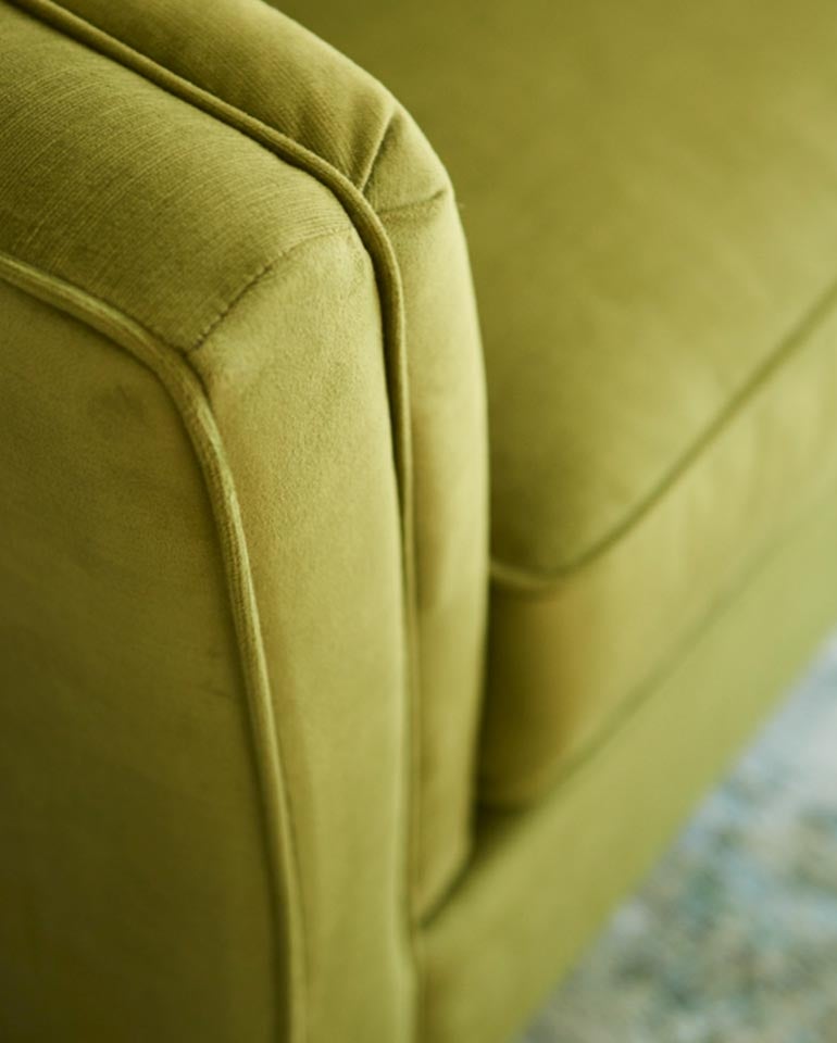 Closeup of Alexandria Sofa arm in conserve™ Sustainable Fabrics