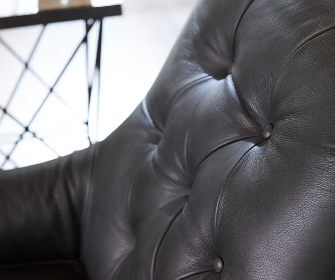 Closeup of tufted back of Marietta Chair