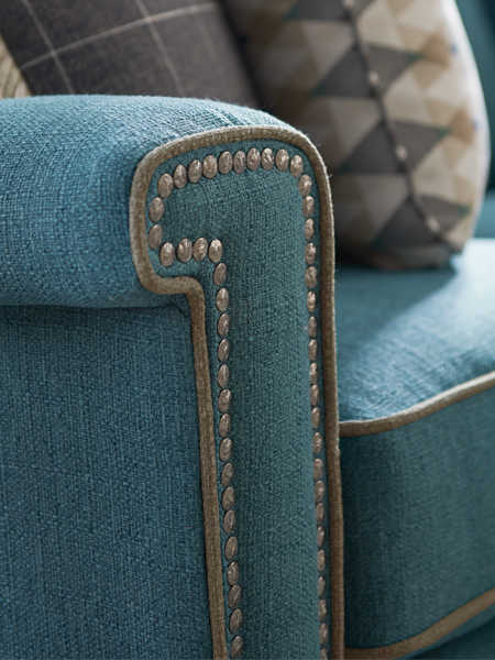 Closeup of sofa with customizations