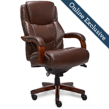 Delano Big & Tall Executive Office Chair, Chestnut Brown with Mahogany Wood