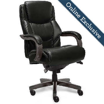 Delano Big & Tall Executive Office Chair, Jet Black with Distressed Wood