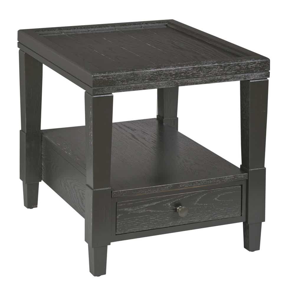 Oliver Rectangular Drawer End Table Ebony