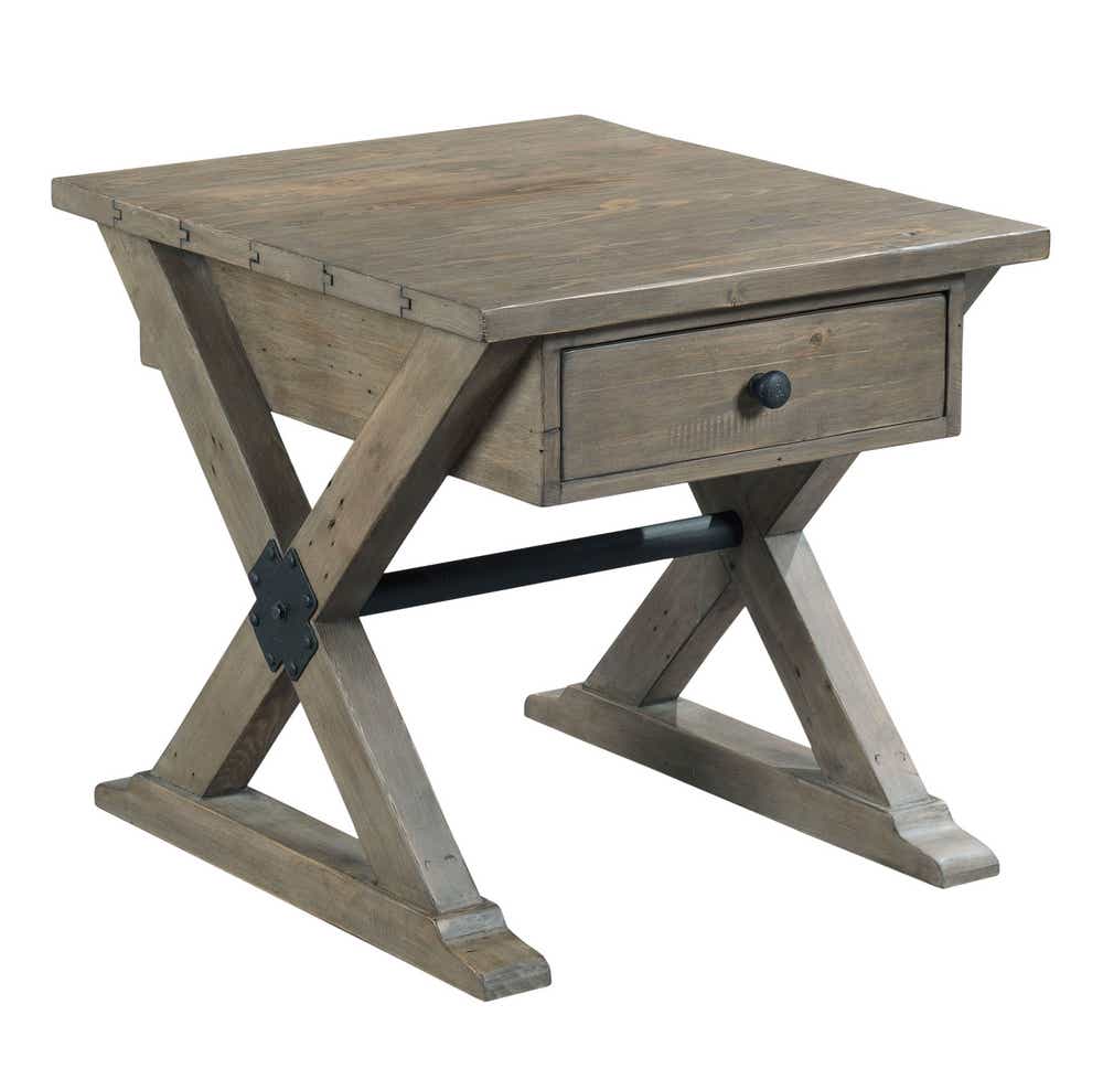 Reclamation Place Trestle Rectangular Drawer End Table