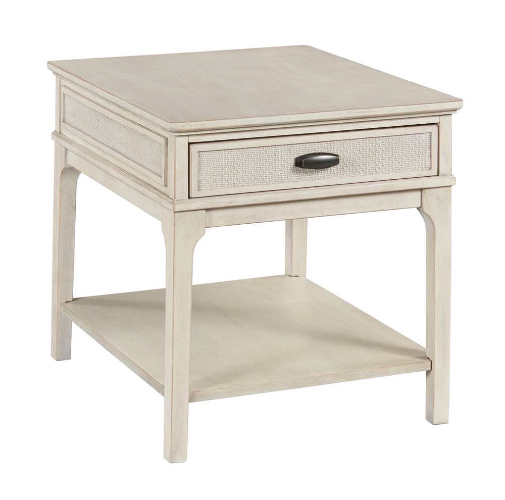Serra Rectangular Drawer End Table White