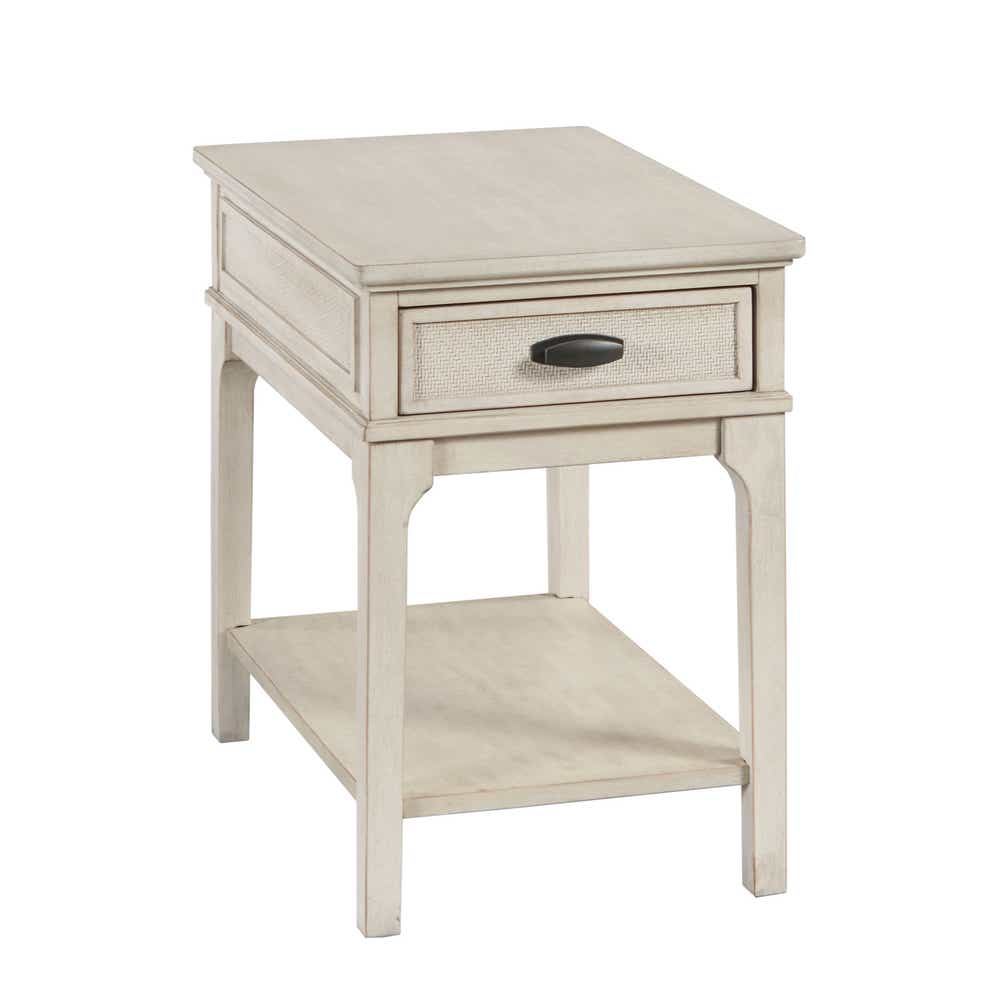 Serra Rectangular Charging Chairside Table White