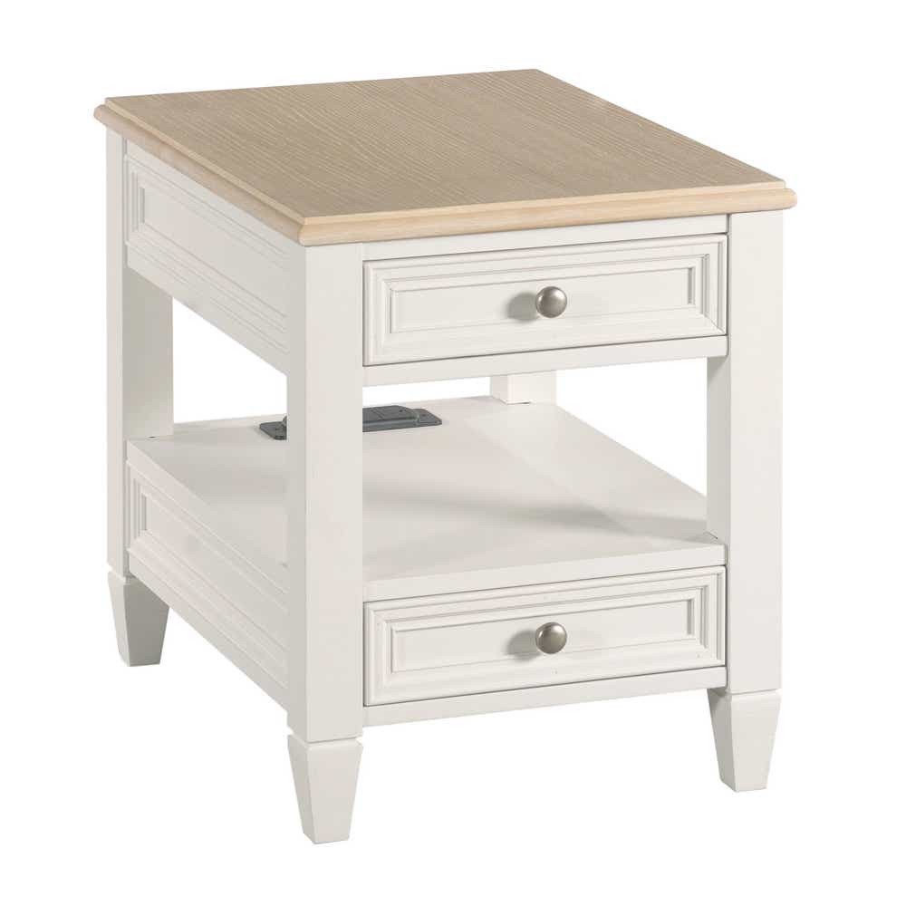 Liza Charging Chairside Table Pure White