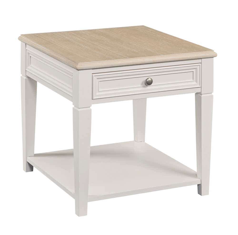 Liza Rectangular Drawer End Table Pure White