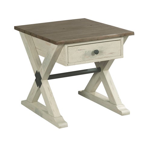Reclamation Place Trestle Drawer End Table - Quick View Image