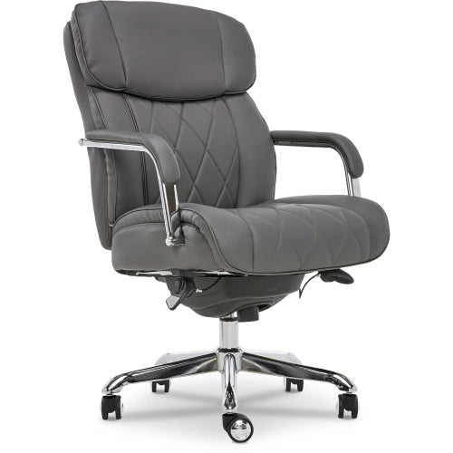 Sutherland Quilted Leather Office Chair, Moon Rock Grey | La-Z-Boy
