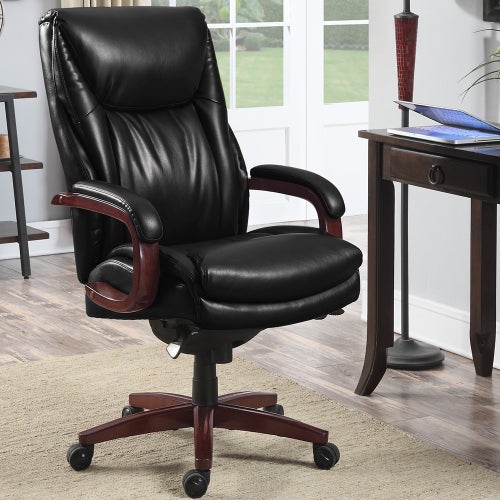 Tall Executive Office Chair Black, Big Leather Desk Chair