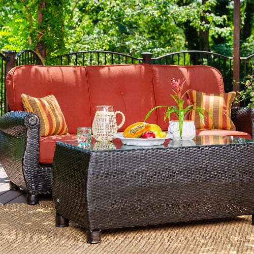 Breckenridge Outdoor Sofa With Pillows, Lazy Boy Outdoor Furniture