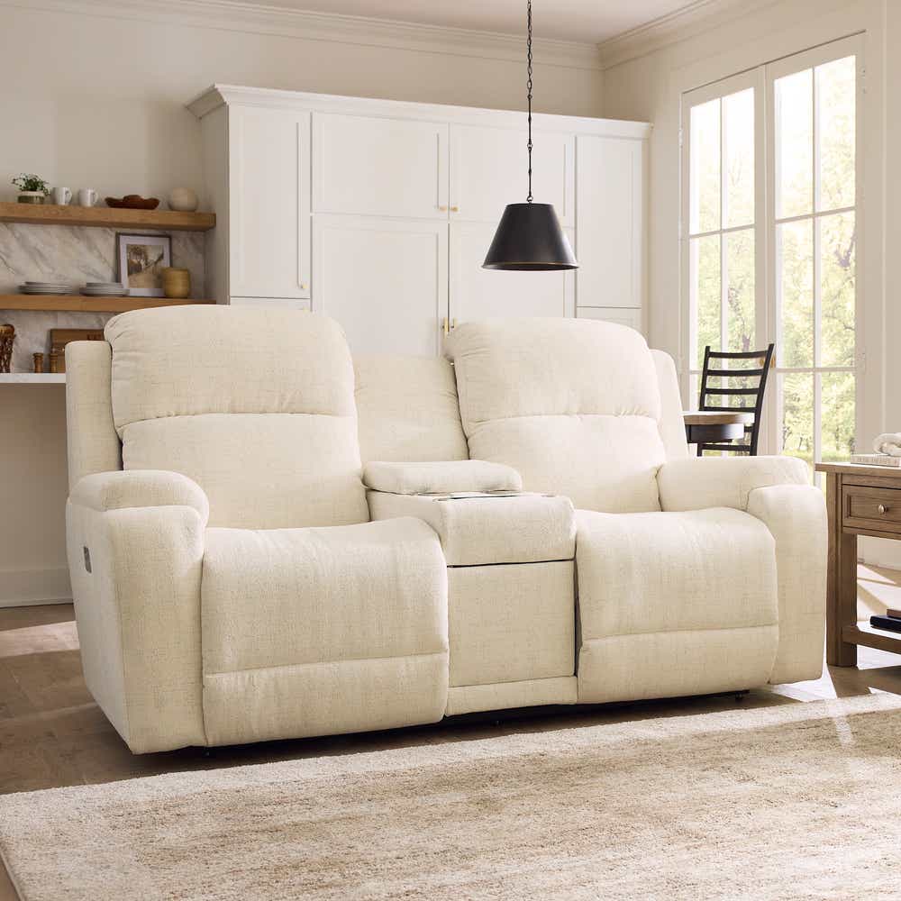 リラクス　ホワイト　ムートンジレ Dorian Power Reclining Loveseat w/ Headrest & Console | La-Z-Boy