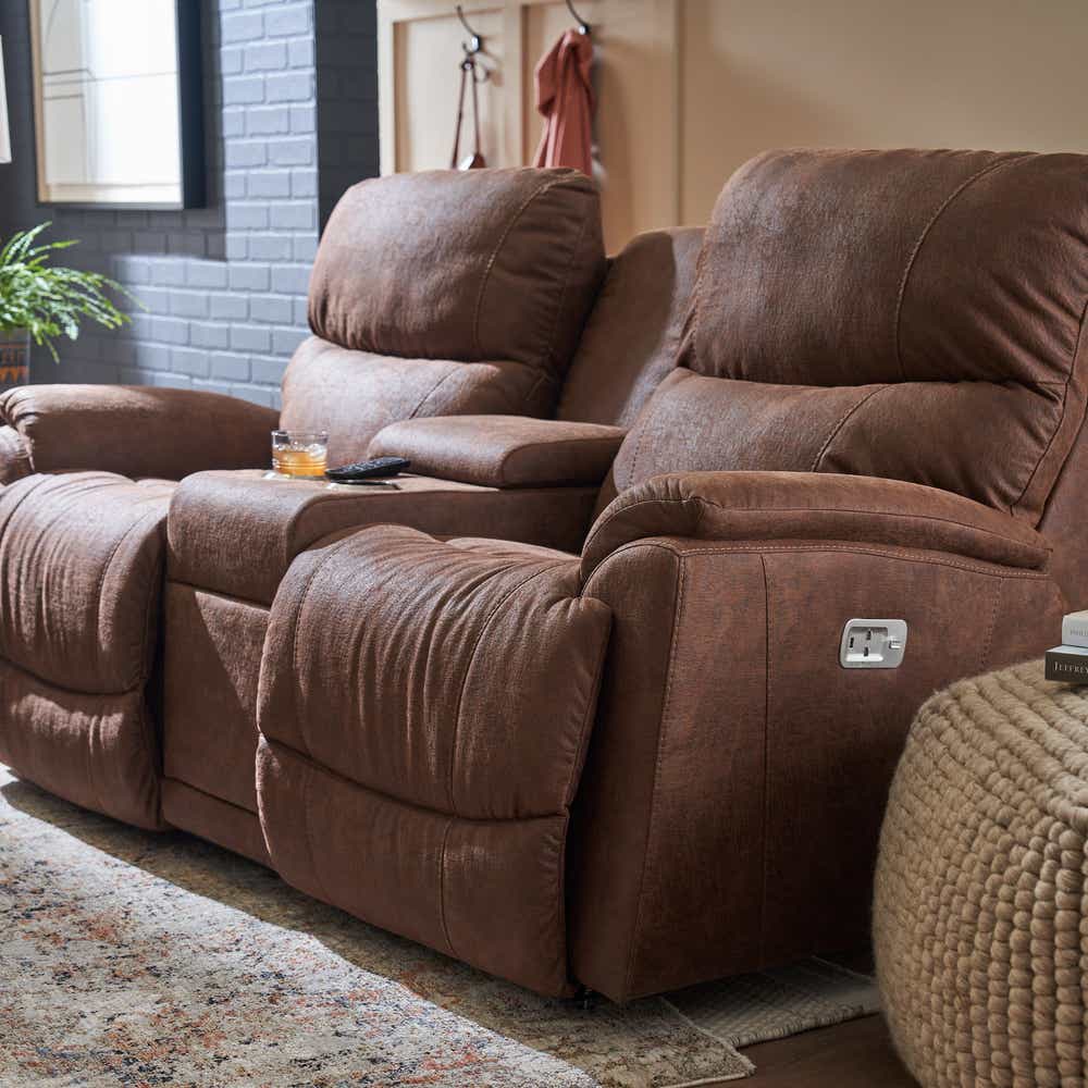 Trouper Power Reclining Loveseat w/ Headrest, Lumbar & Console