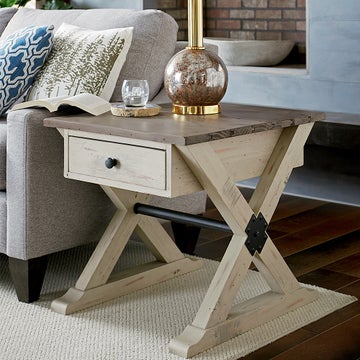 Reclamation Place Trestle Drawer End Table