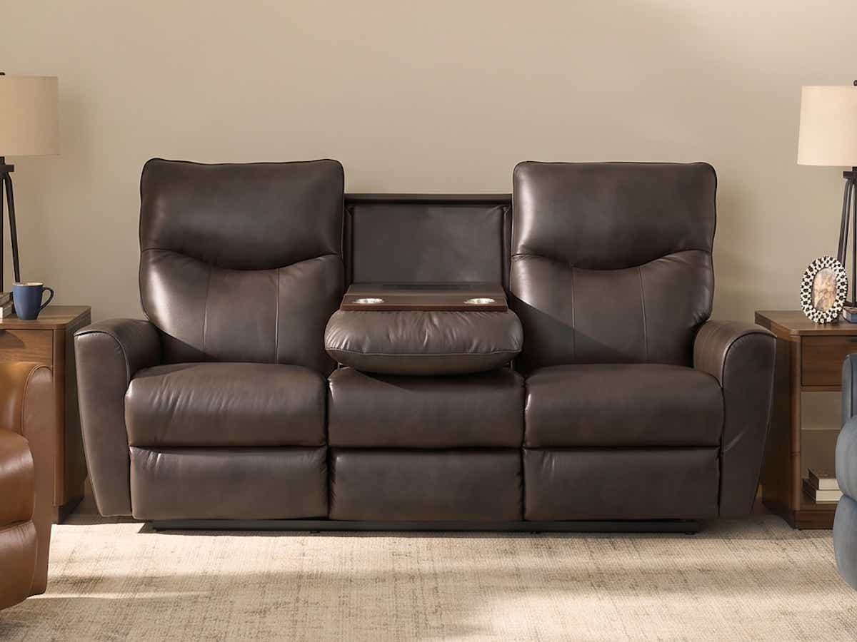 Belmont Power Wall Reclining Sofa w/ Headrest & Storage Drawer