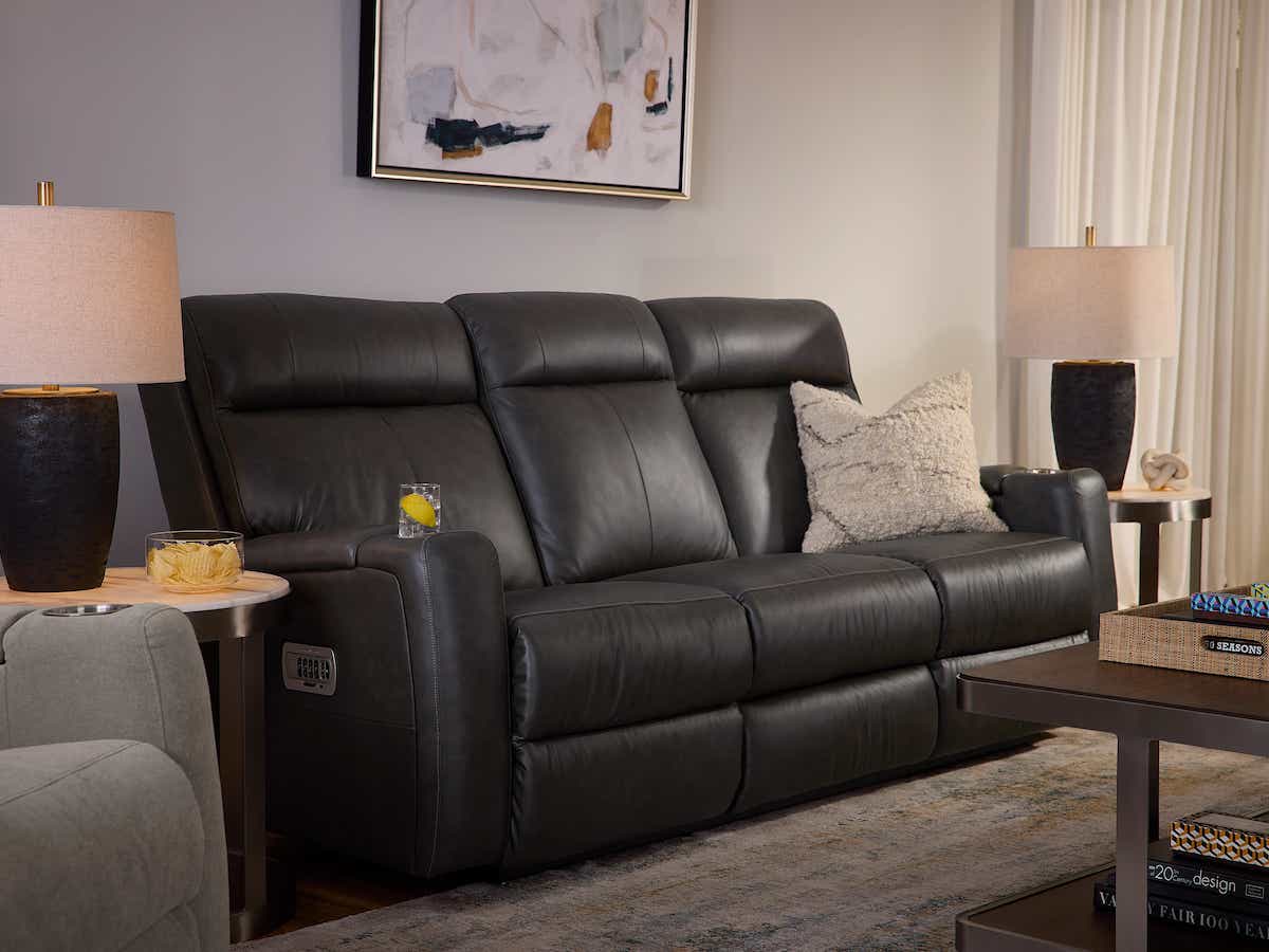 Ovation AudioLuxe Power Wall Reclining Sofa w/ Headrest, Lumbar & Storage Drawer
