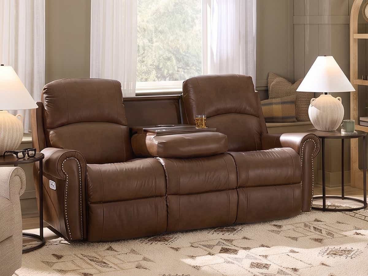 Dutton Power Reclining Sofa w/ Headrest & Folding Table