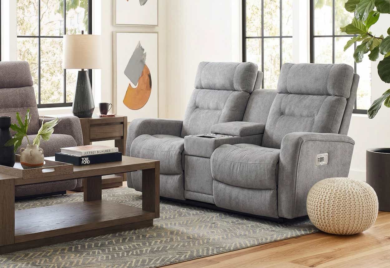 Baron Power Wall Reclining Loveseat w/ Console, Headrest & Lumbar