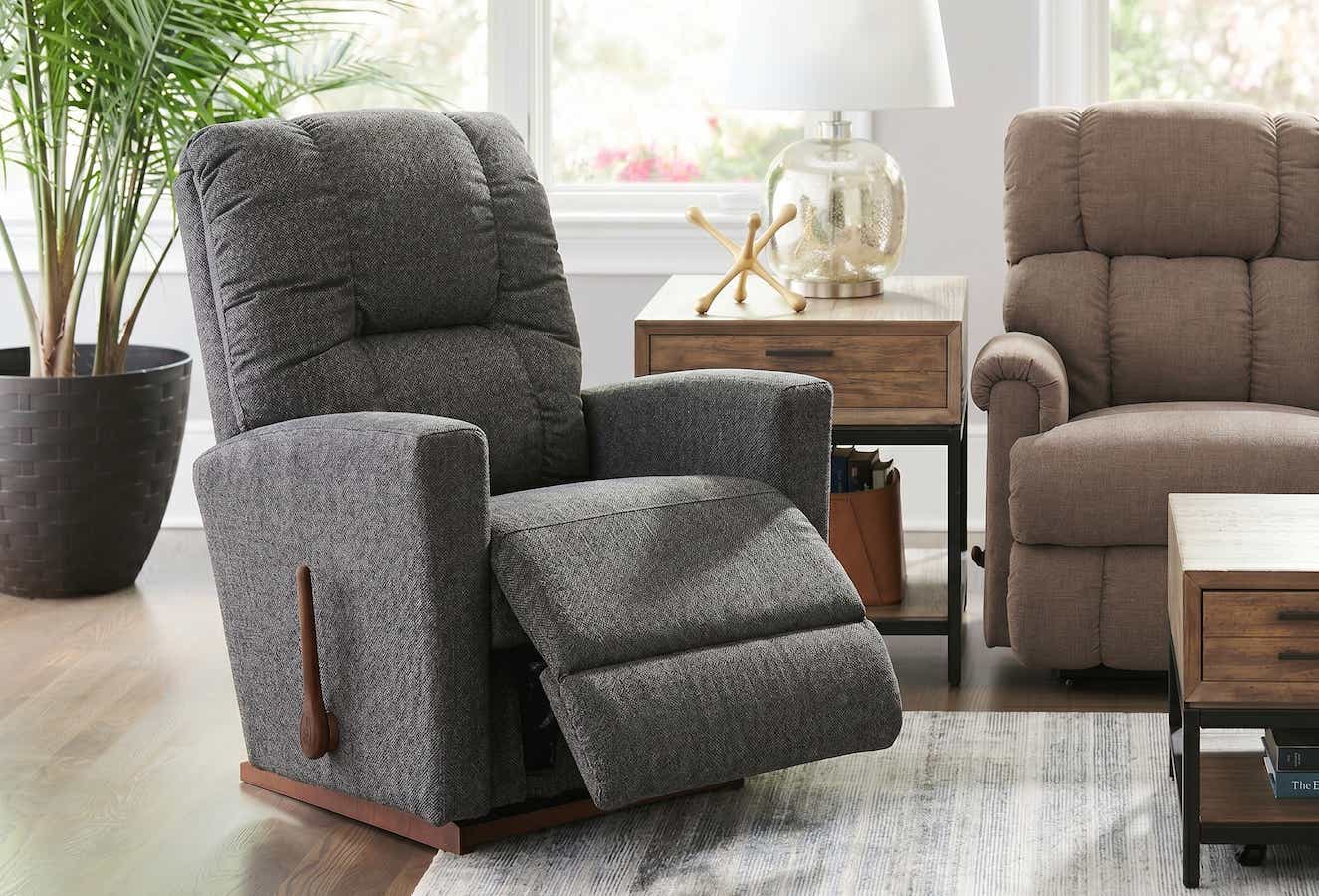 Casey Rocking Recliner in a gray fabric cover