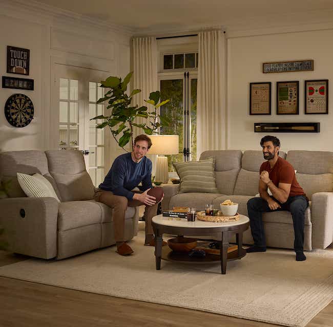 two guys hanging out in the living room