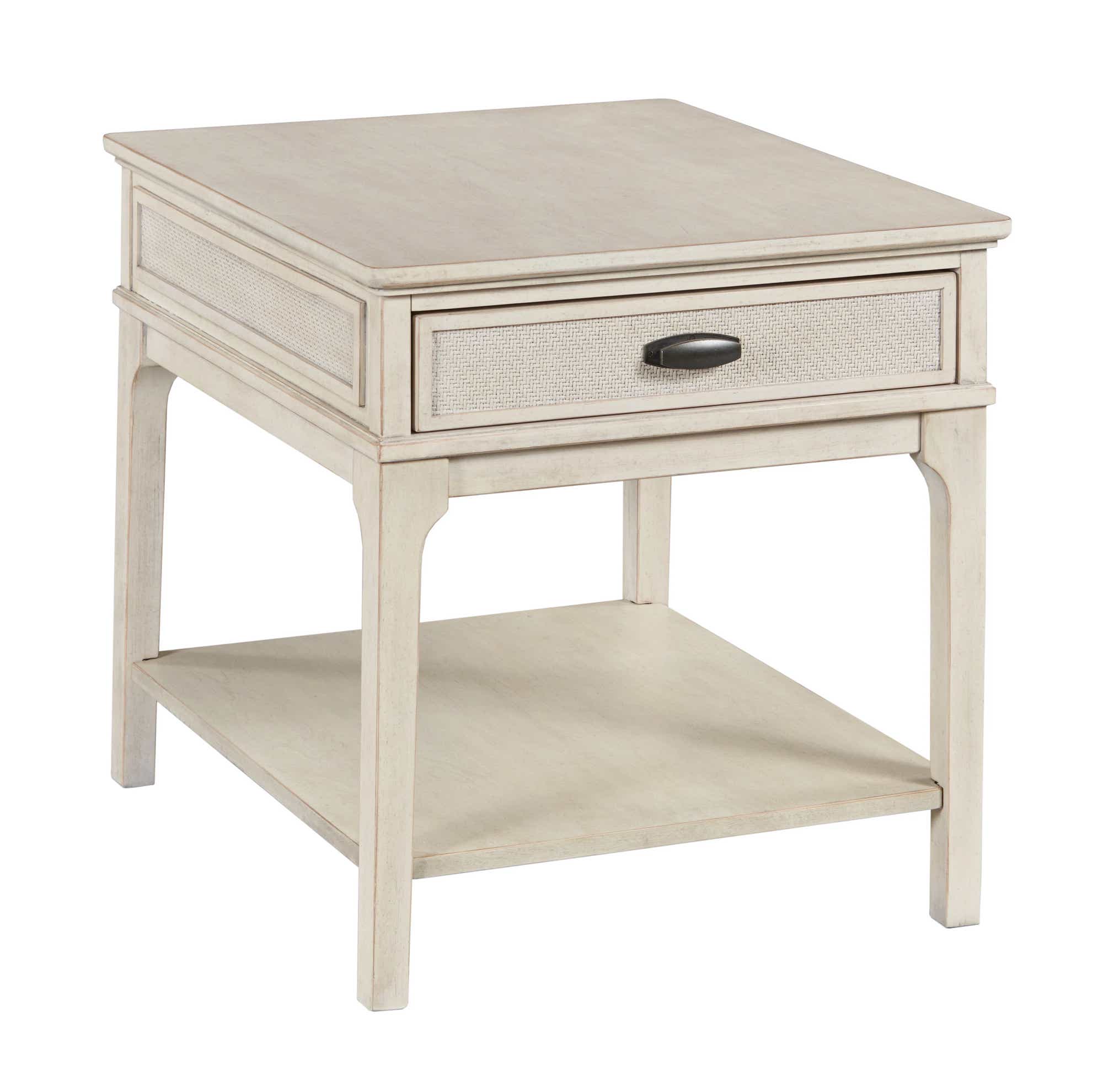 Serra Rectangular Drawer End Table White