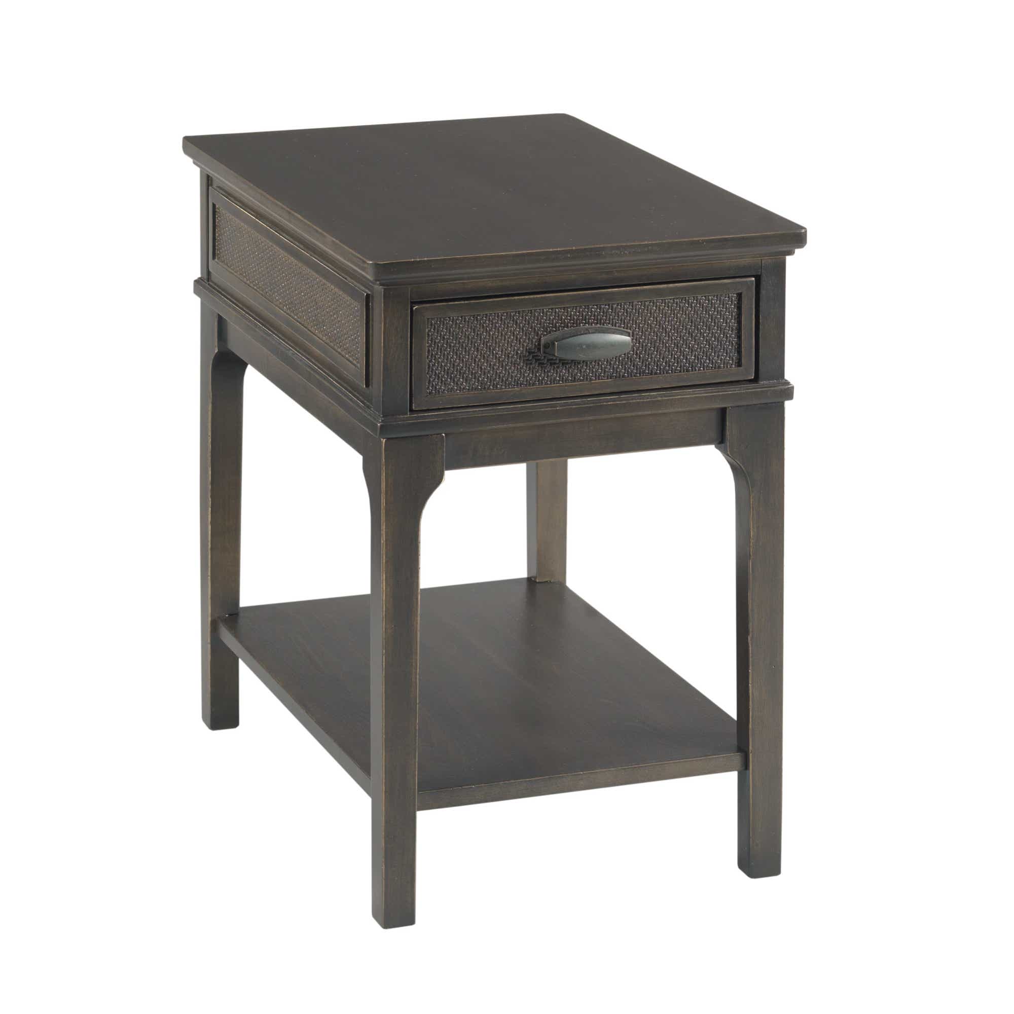 Serra Rectangular Charging Chairside Table Black
