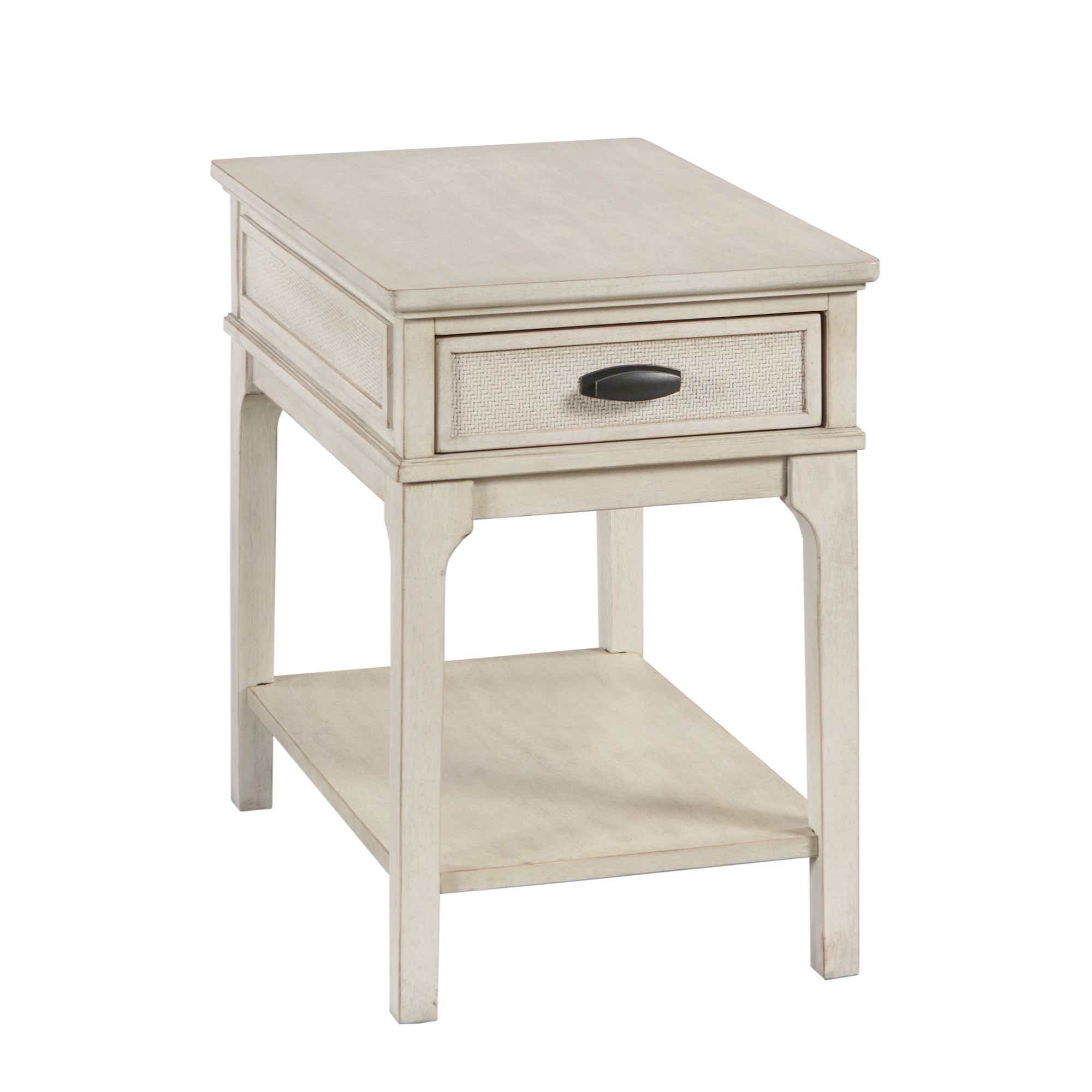 Serra Rectangular Charging Chairside Table White