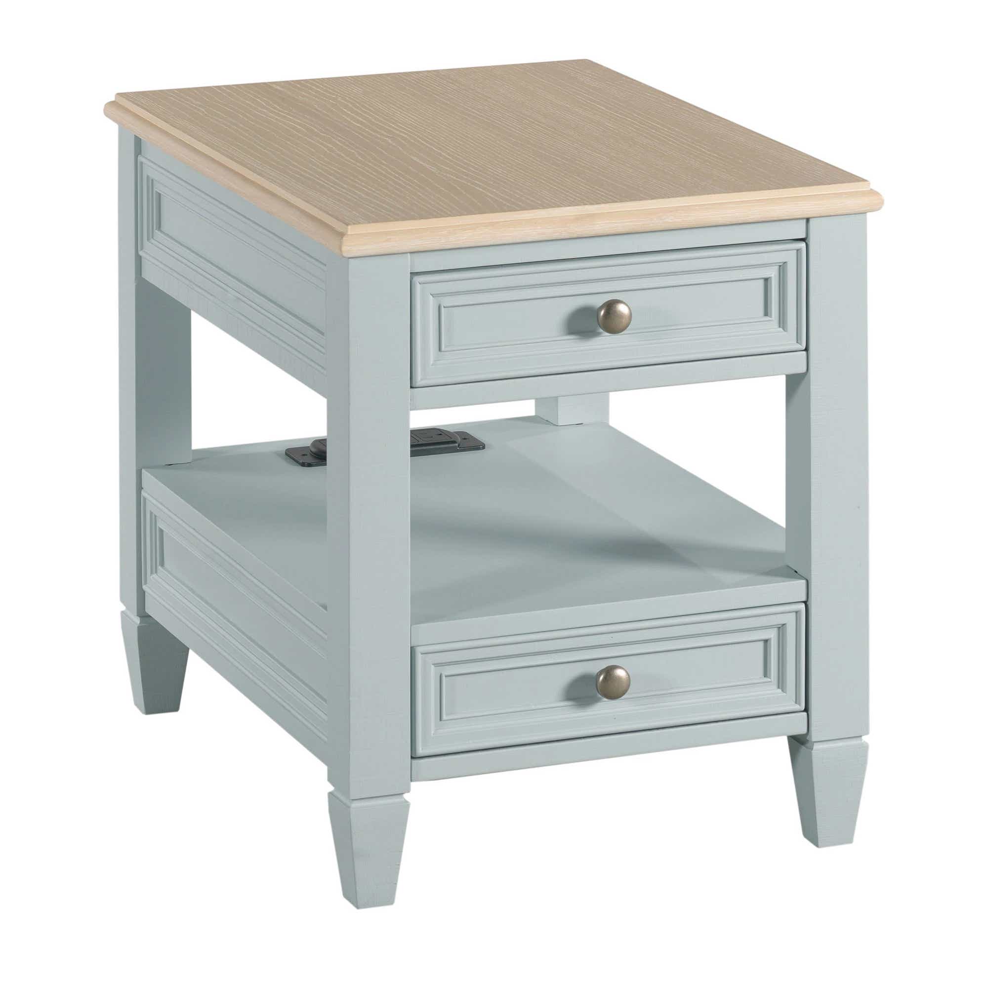 Liza Charging Chairside Table Azul Blue