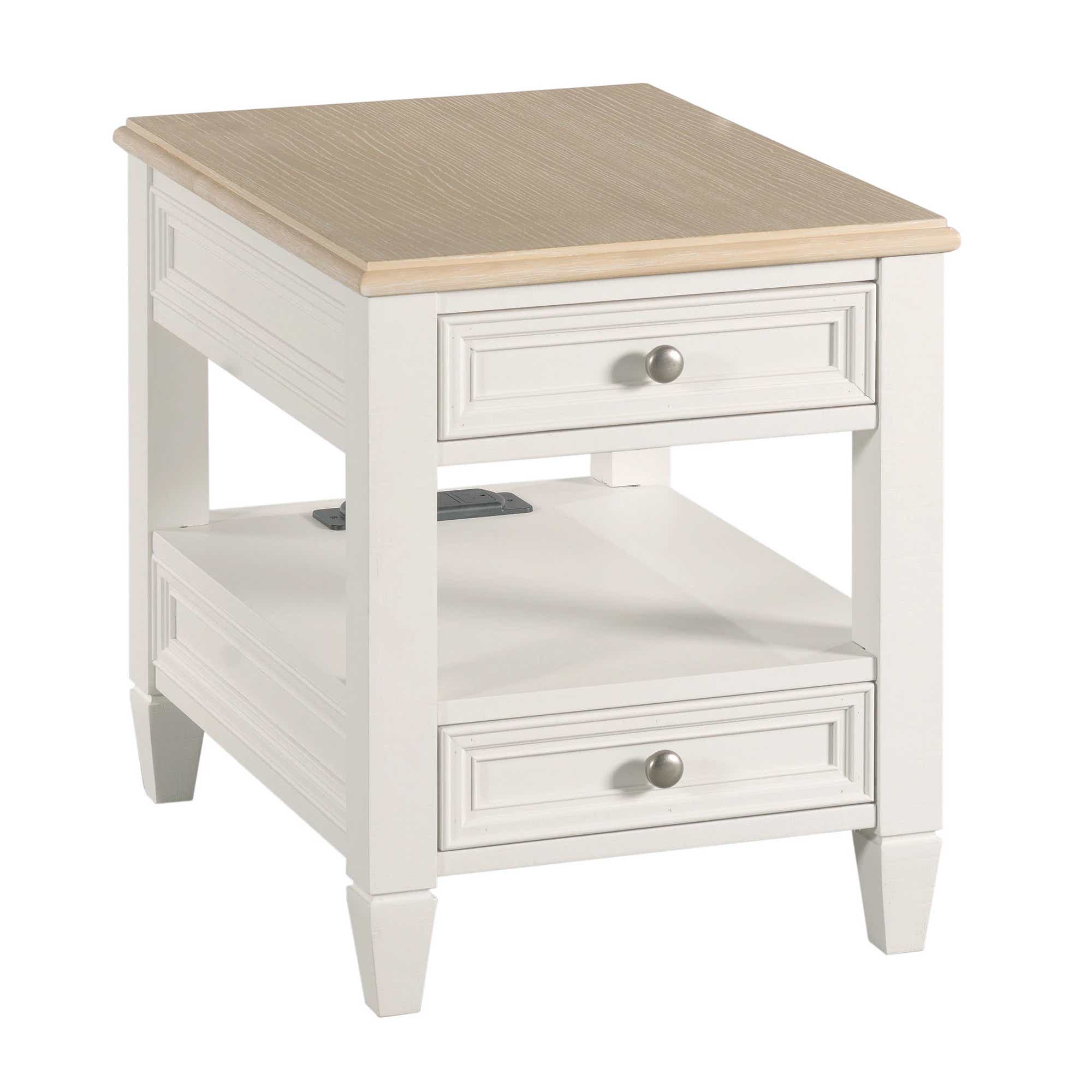Liza Charging Chairside Table Pure White